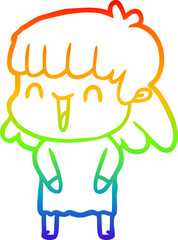 rainbow gradient line drawing cartoon woman