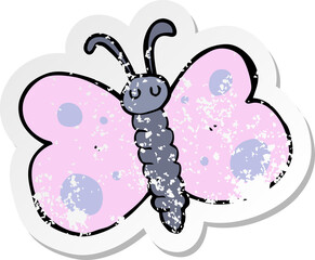 retro distressed sticker of a cartoon butterfly