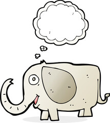 cartoon baby elephant with thought bubble