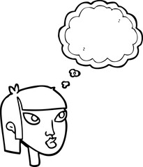 thought bubble cartoon female face