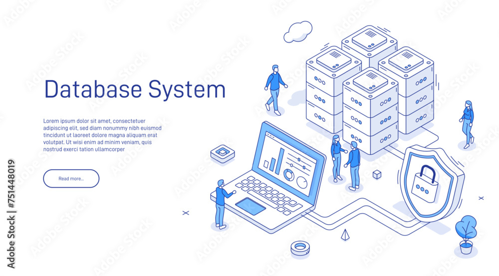 Poster data storage server. transfer of user data to the server. data flow. digital space. data center. big
