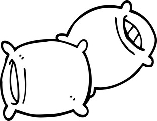 line drawing cartoon pillow