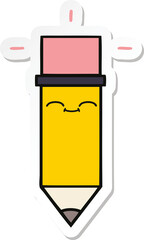 sticker of a cute cartoon pencil
