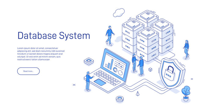 Data storage server. Transfer of user data to the server. Data flow. Digital space. Data center. Big Date. Technology isometric 3d vector illustration.