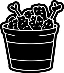 cartoon icon drawing bucket of fried chicken
