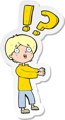 sticker of a cartoon confused man