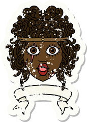 human barbarian character with banner illustration