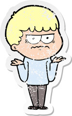 distressed sticker of a cartoon angry man