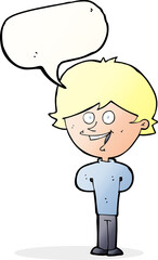 cartoon happy boy with speech bubble