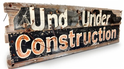 Design a 3D, vintage-style "Under Construction" sign 
