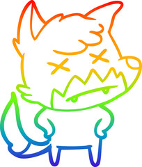 rainbow gradient line drawing cartoon dead fox