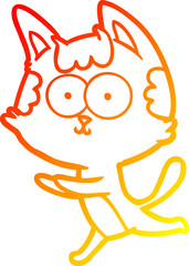 warm gradient line drawing happy cartoon cat