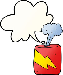 cartoon soda can and speech bubble in smooth gradient style
