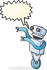 cartoon funny robot with speech bubble