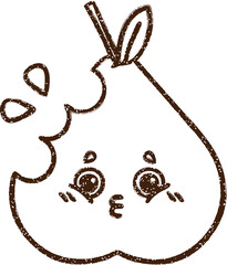 Bitten Pear Charcoal Drawing