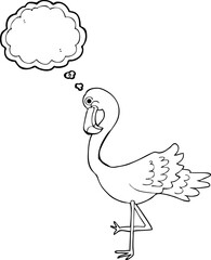 thought bubble cartoon flamingo