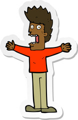 sticker of a cartoon terrified man