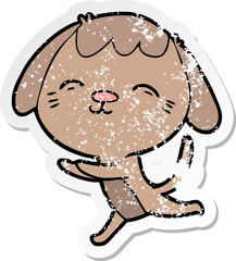 Fototapeta premium distressed sticker of a happy cartoon dog