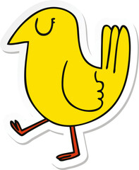sticker of a quirky hand drawn cartoon yellow bird