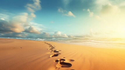 Fototapeta na wymiar Footprints in the sand on the beach 