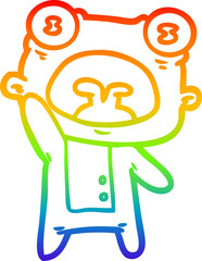 rainbow gradient line drawing cartoon weird alien waving