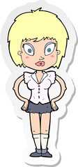 sticker of a cartoon pretty girl
