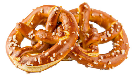Golden, crispy, well-baked pretzel, transparent background