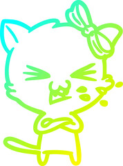 cold gradient line drawing cartoon cat