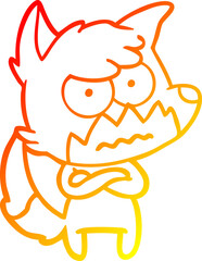 warm gradient line drawing cartoon annoyed fox
