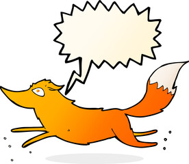 cartoon fox running with speech bubble