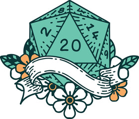 natural twenty D20 dice roll illustration
