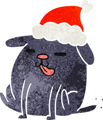 christmas retro cartoon of kawaii dog