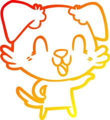 warm gradient line drawing laughing cartoon dog