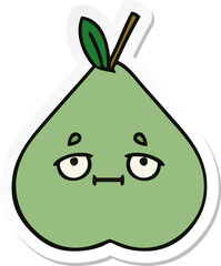 Obraz premium sticker of a cute cartoon green pear