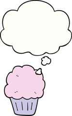 cartoon cupcake and thought bubble