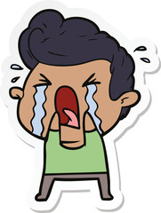 sticker of a cartoon crying man