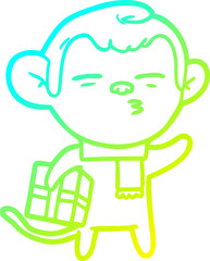 cold gradient line drawing cartoon suspicious monkey