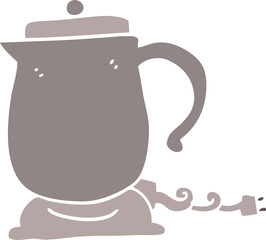 flat color illustration cartoon kettle
