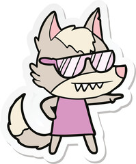 sticker of a cool cartoon wolf girl