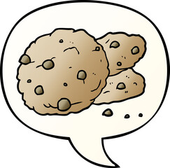 cartoon cookies and speech bubble in smooth gradient style