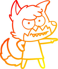 warm gradient line drawing cartoon grinning fox