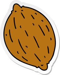 sticker cartoon of a single walnut