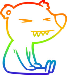 rainbow gradient line drawing angry polar bear cartoon