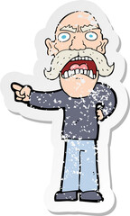 retro distressed sticker of a cartoon angry old man