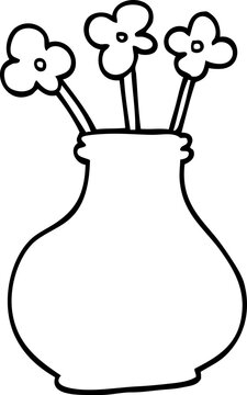 recommend clip art: line drawing cartoon flower vase