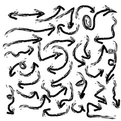 collection of vector grunge hand drawn doodle arrows