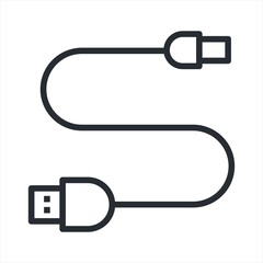 USB Charger Cable Mobile Phone and Smartphone Hairline Icon Symbol Illustration