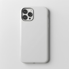 White phone case back view mock up on gray background