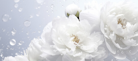 Beautiful white peony flowers. Nature concept