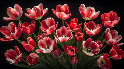 Fototapeta premium Love in the Air: Beautiful Top-Down Tulip Composition for Events